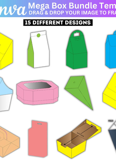 15 Mega Box Canva Template Bundle Editable Gift Treat Boxes