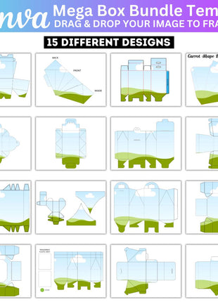 15 Mega Box Canva Template Bundle Editable Gift Treat Boxes