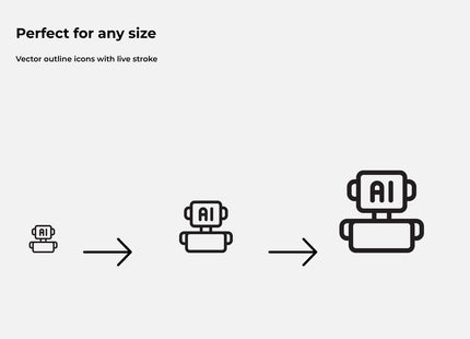 Artificial Intelligence Outline Icons Pack, 50 Editable SVG PNG EPS