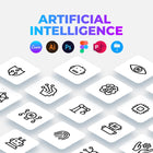 Artificial Intelligence Outline Icons Pack, 50 Editable SVG PNG EPS