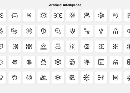 Artificial Intelligence Outline Icons Pack, 50 Editable SVG PNG EPS