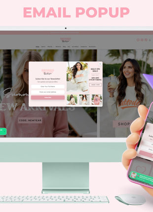 Refined Elegance Pink Shopify Theme: Feminine, Minimal, Cute, Editable Canva