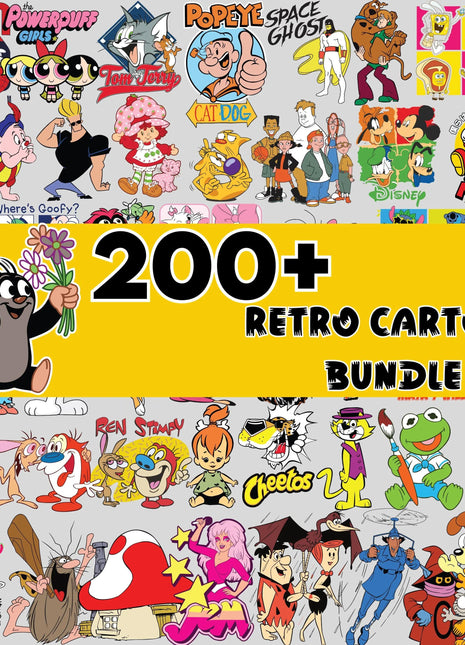 200+ Amusing Vintage Cartoon SVG PNG Clipart Pack for Crafters