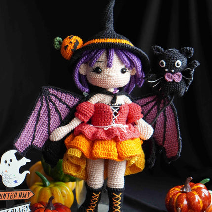 Crochet MORGANA doll pattern, Halloween doll pattern, crochet doll patterns, PDF file in English, French, German, Spanish, Portuguese