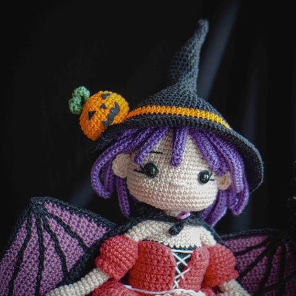 Crochet MORGANA doll pattern, Halloween doll pattern, crochet doll patterns, PDF file in English, French, German, Spanish, Portuguese