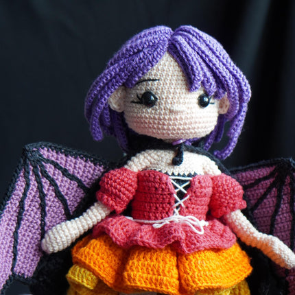 Crochet MORGANA doll pattern, Halloween doll pattern, crochet doll patterns, PDF file in English, French, German, Spanish, Portuguese