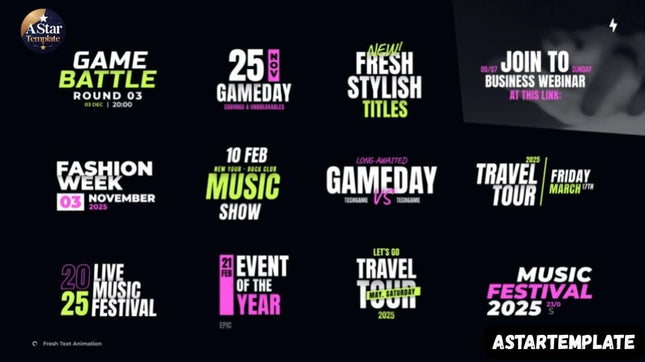 Fresh Text Animation Titles Pack for DaVinci Resolve 4K Templates