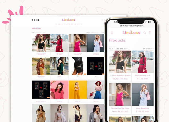 Liraluxe Modern Feminine Shopify Theme OS 2.0 - Pink eCommerce Website