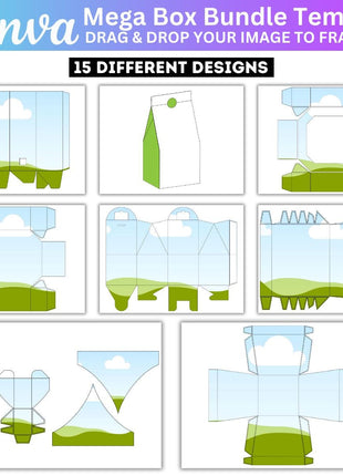 15 Mega Box Canva Template Bundle Editable Gift Treat Boxes