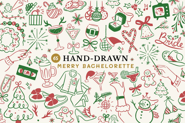 Hand-Drawn Christmas Bachelorette SVG Bundle Holiday Doodles Whimsical Clipart