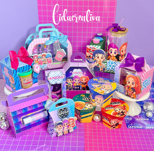 K-Pop Warriors Party Decor Editable Template Kit — 8 Files