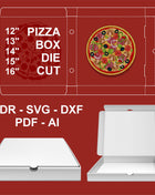Large Pizza Box Die-Cut Template Set SVG PDF DXF