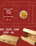Fish & Chips Calzone Die-Cut Box Template Set SVG AI