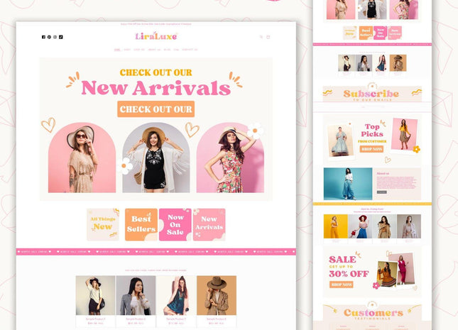 Liraluxe Modern Feminine Shopify Theme OS 2.0 - Pink eCommerce Website