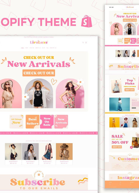 Liraluxe Modern Feminine Shopify Theme OS 2.0 - Pink eCommerce Website
