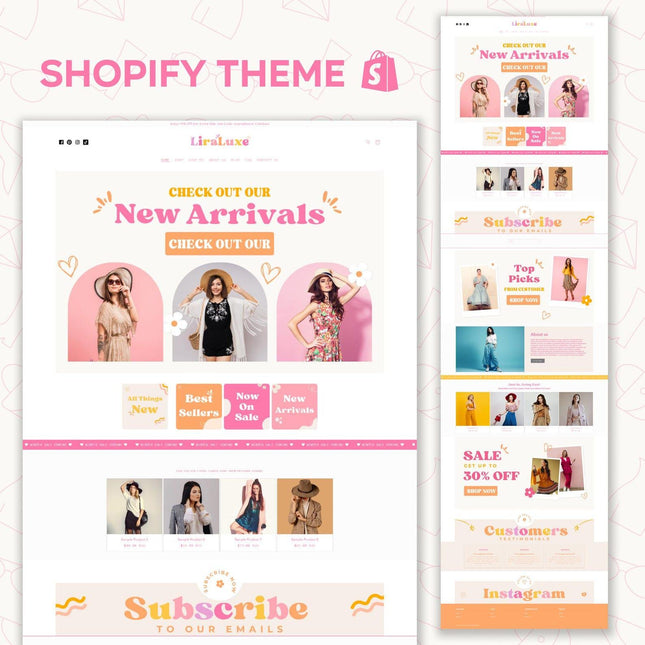 Liraluxe Modern Feminine Shopify Theme OS 2.0 - Pink eCommerce Website
