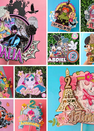 40-Theme Editable Cake Topper Files for Silhouette Studio Instant Download