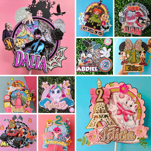 40-Theme Editable Cake Topper Files for Silhouette Studio Instant Download