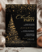 Gold Black Christmas Party Invitation Canva Template Editable 5x7 Card