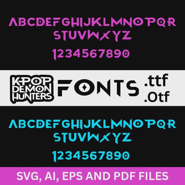 Kpop Demon Hunters Huntrix Anime Font Bundle OTF TTF SVG
