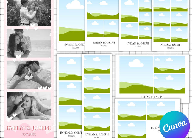 Wedding Photo Booth Template Bundle: Editable 4x6 Canva Frames