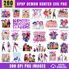 200 Huntrix Kpop Demon Hunters PNG SVG Digital Files for Cricut Design