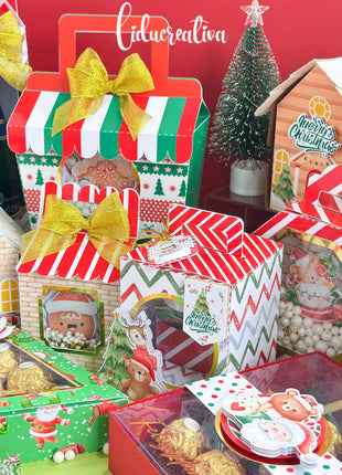 Editable Christmas Gift Box SVG Kit with 9 Printable Templates