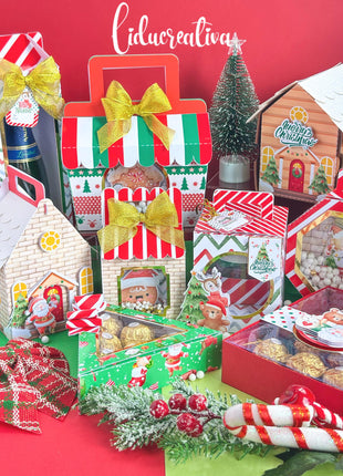 Editable Christmas Gift Box SVG Kit with 9 Printable Templates