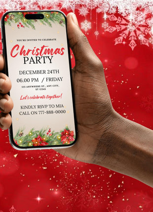 Editable Merry Christmas Party Invitation Template with Animated Video