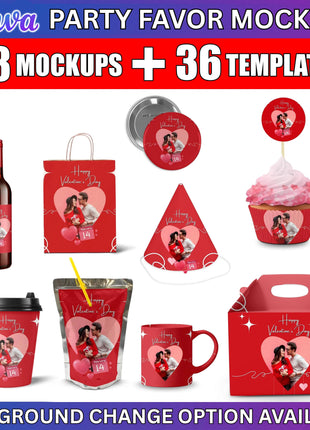 50x Canva Party Favor Mockup Bundle for Chocolate Juice Labels