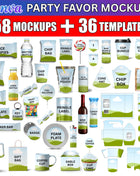 50x Canva Party Favor Mockup Bundle for Chocolate Juice Labels