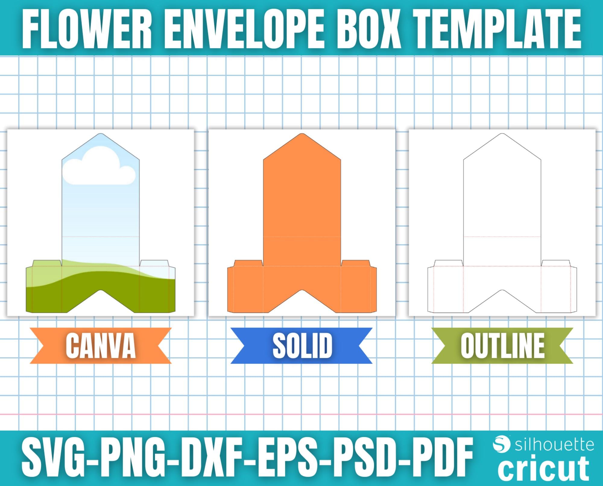 Flower Envelope Box Template - SVG PNG PDF DXF for Cricut & Canva ...