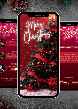 Editable Animated Christmas Party Invitation Canva Template MP4 Instant Download