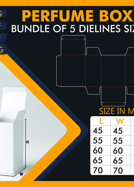 Bundle of 5 Perfume Box Dieline Templates SVG AI PDF