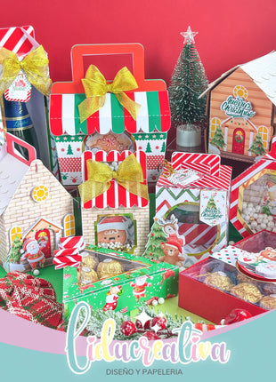 Editable Christmas Gift Box SVG Kit with 9 Printable Templates