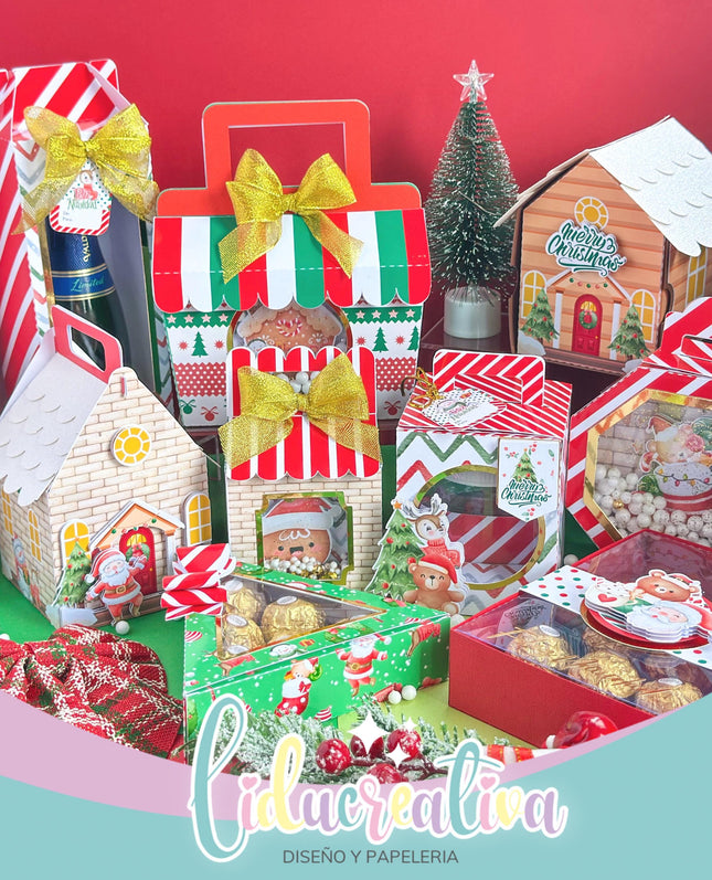 Editable Christmas Gift Box SVG Kit with 9 Printable Templates