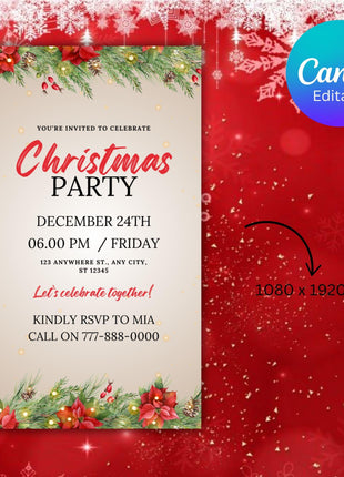 Editable Merry Christmas Party Invitation Template with Animated Video