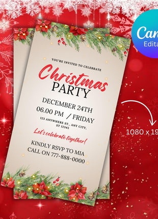 Editable Merry Christmas Party Invitation Template with Animated Video