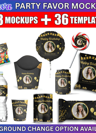 50x Canva Party Favor Mockup Bundle for Chocolate Juice Labels