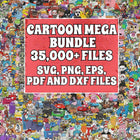 35000+ Mega Cartoon SVG PNG Bundle: Ultimate Digital Clipart & Character Library