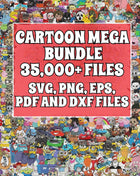 35000+ Mega Cartoon SVG PNG Bundle: Ultimate Digital Clipart & Character Library