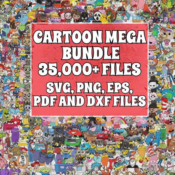35000+ Mega Cartoon SVG PNG Bundle: Ultimate Digital Clipart & Character Library