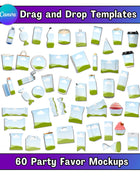 60 Canva Party Favor Mockup Bundle - Editable Templates Pack