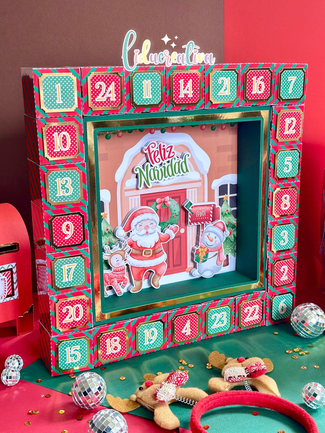 Printable Christmas Advent Calendar SVG PDF STUDIO Cut Files