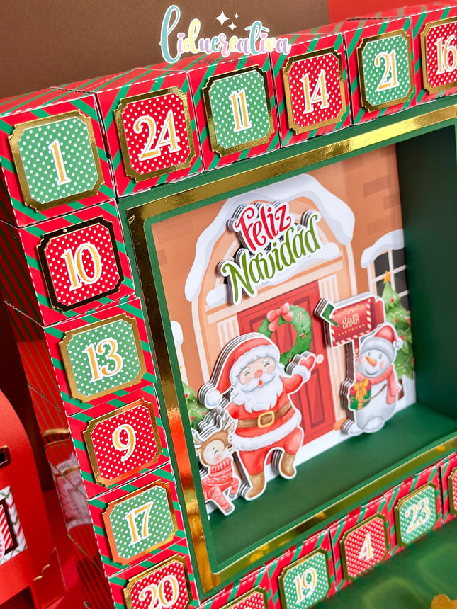 Printable Christmas Advent Calendar SVG PDF STUDIO Cut Files