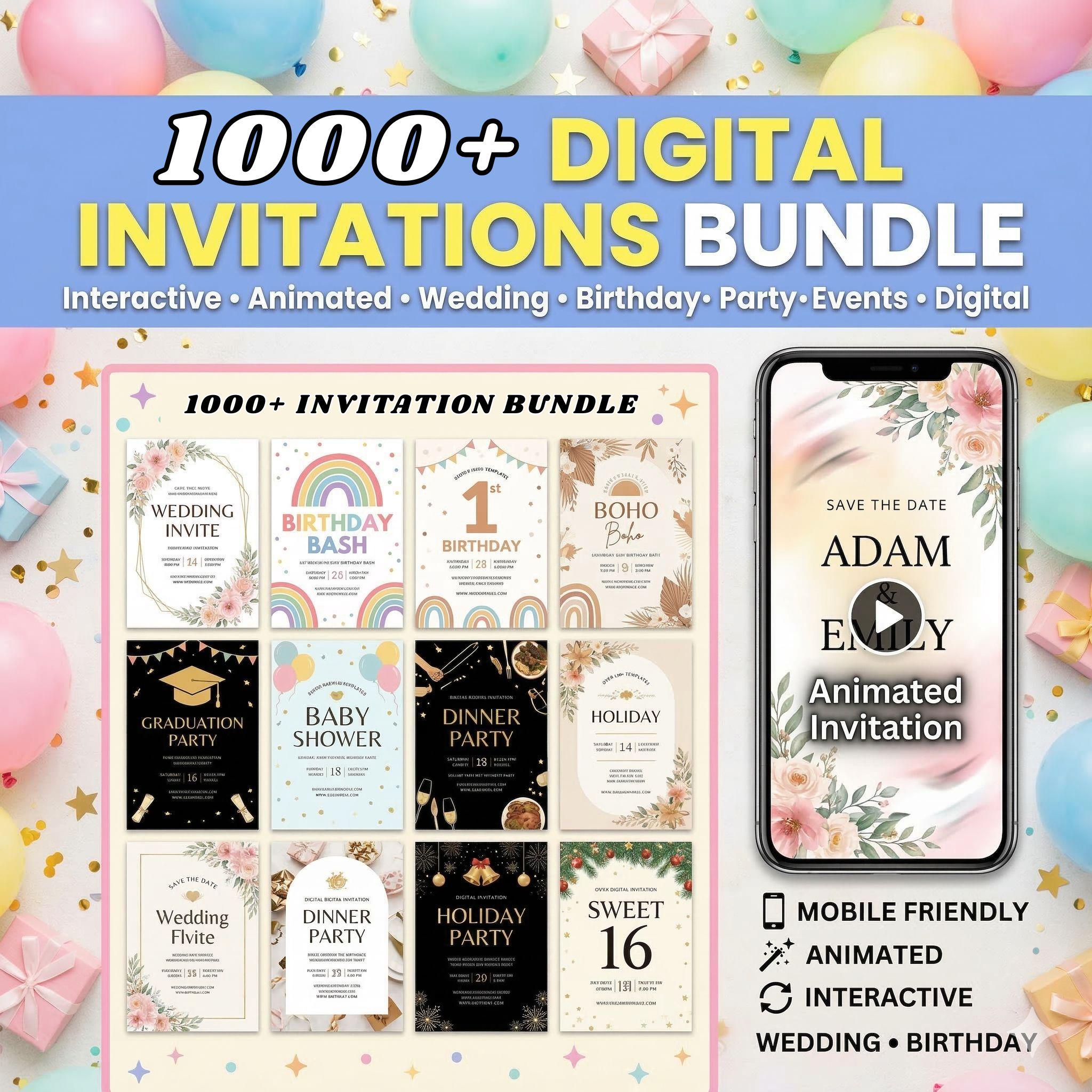 Digital Invitation Bundle Editable Canva | 1000+ Templates – Crafty Temps