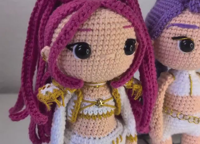 🎤 KPOP Demon Hunters Crochet Pattern Bundle – Rumi, Zoey & Mira Chibi Dolls
