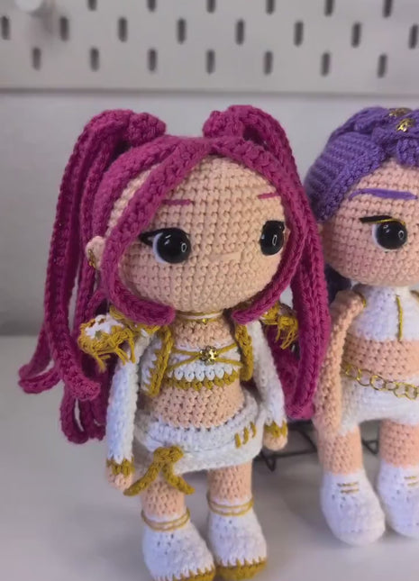🎤 KPOP Demon Hunters Crochet Pattern Bundle – Rumi, Zoey & Mira Chibi Dolls