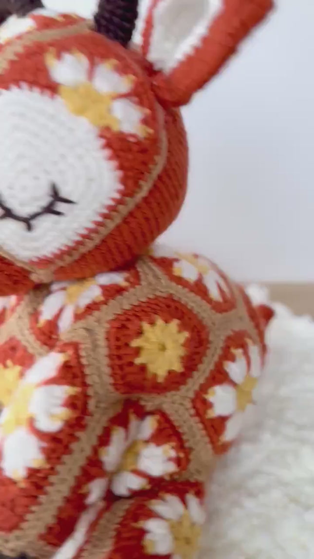 Reindeer African flowers Crochet Pattern, african flowers design, pdf instructions, reindeer amigurumi crochet, ENGLISH, DUTCH, French