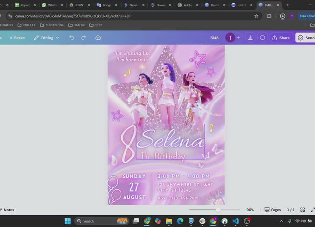 KPop Demon Hunter Birthday Invitation, Kpop Anime Invite, Printable Birthday Card for Kids